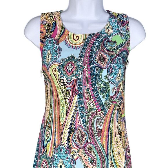 Tommy Hilfiger Womens 8 Psychedelic 70s Thyme Sleeveless Groovy Dress Stretchy - Picture 6 of 14